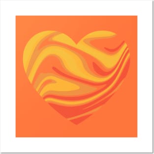 Molten Fire Ball Abstract Liquid Artwork Heart Posters and Art